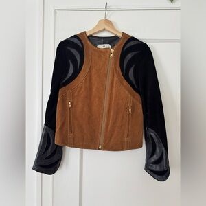 H&M Tan Suede Jacket with Gold Zipper